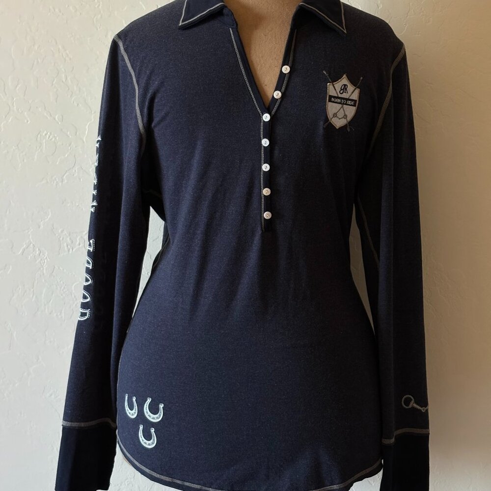 Goode Rider Long Sleeve Shirt. Size L. Blue.